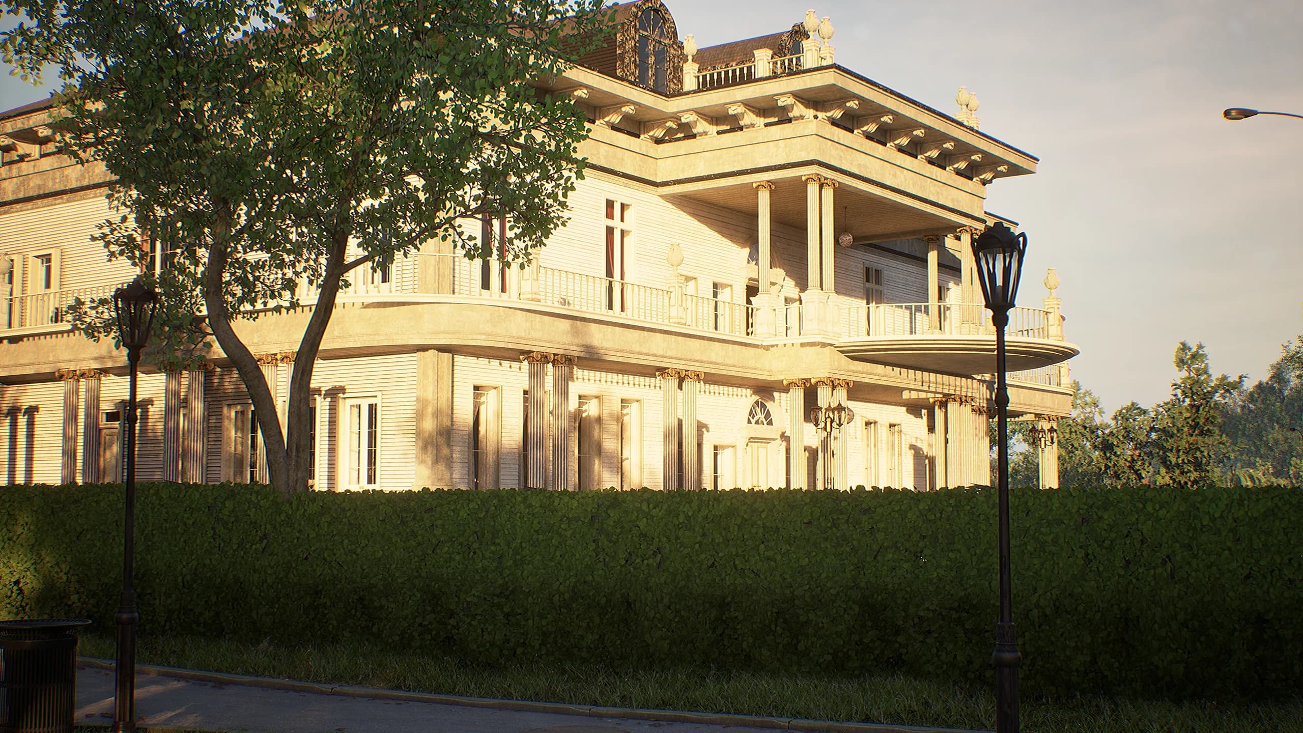 The Grand Palace at golden hour, seen from the street